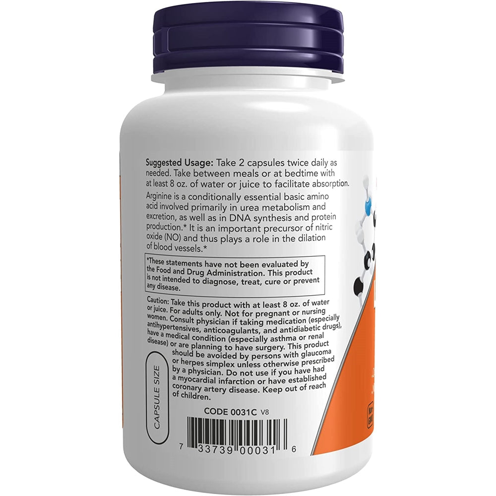 Suplemento L-arginina 500 mg aminoácidos precursor  250 cáp