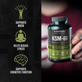 Extracto de Raíz de Ashwagandha, Jacked Factory, KSM-66, 60 Veggie