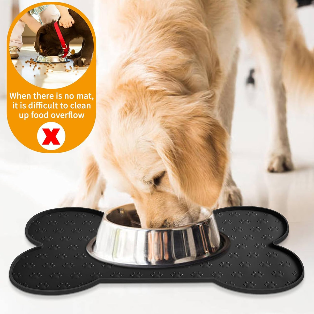 Alfombrilla Antideslizante para Comedero de Perros y Gatos