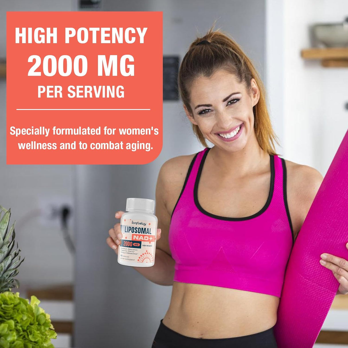 Suplemento NAD+ Liposomal 2000MG, Energía y Claridad, 90 Caps