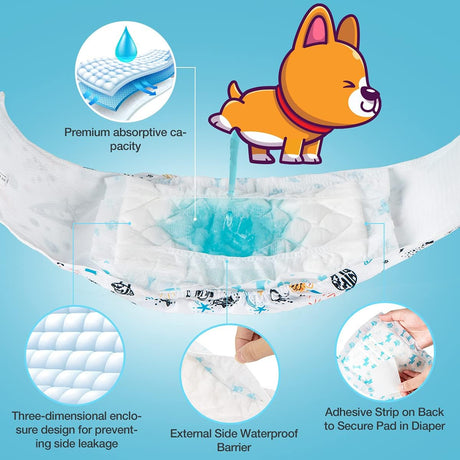 Almohadillas desechables para pañales para perros, talla M envolturas para perros machos