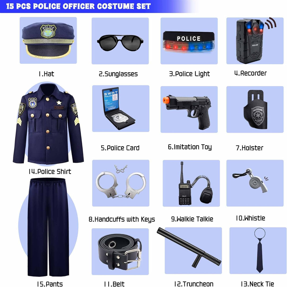 Disfraz de Policía Infantil - Uniforme con Accesorios, Modelo 2023