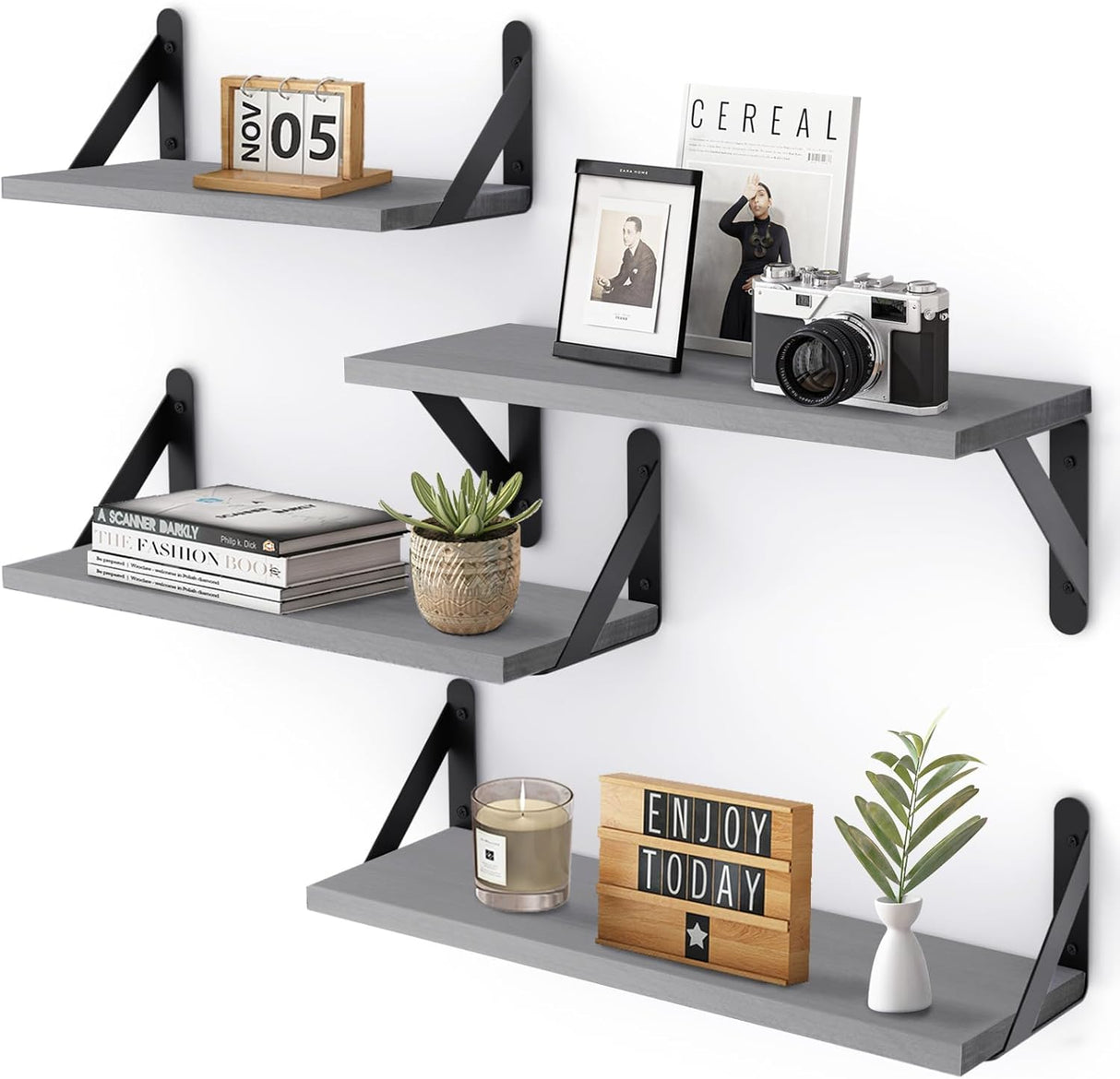 Estantes Flotantes YGEOMER, Madera, 4 Piezas, Decoración Hogar
