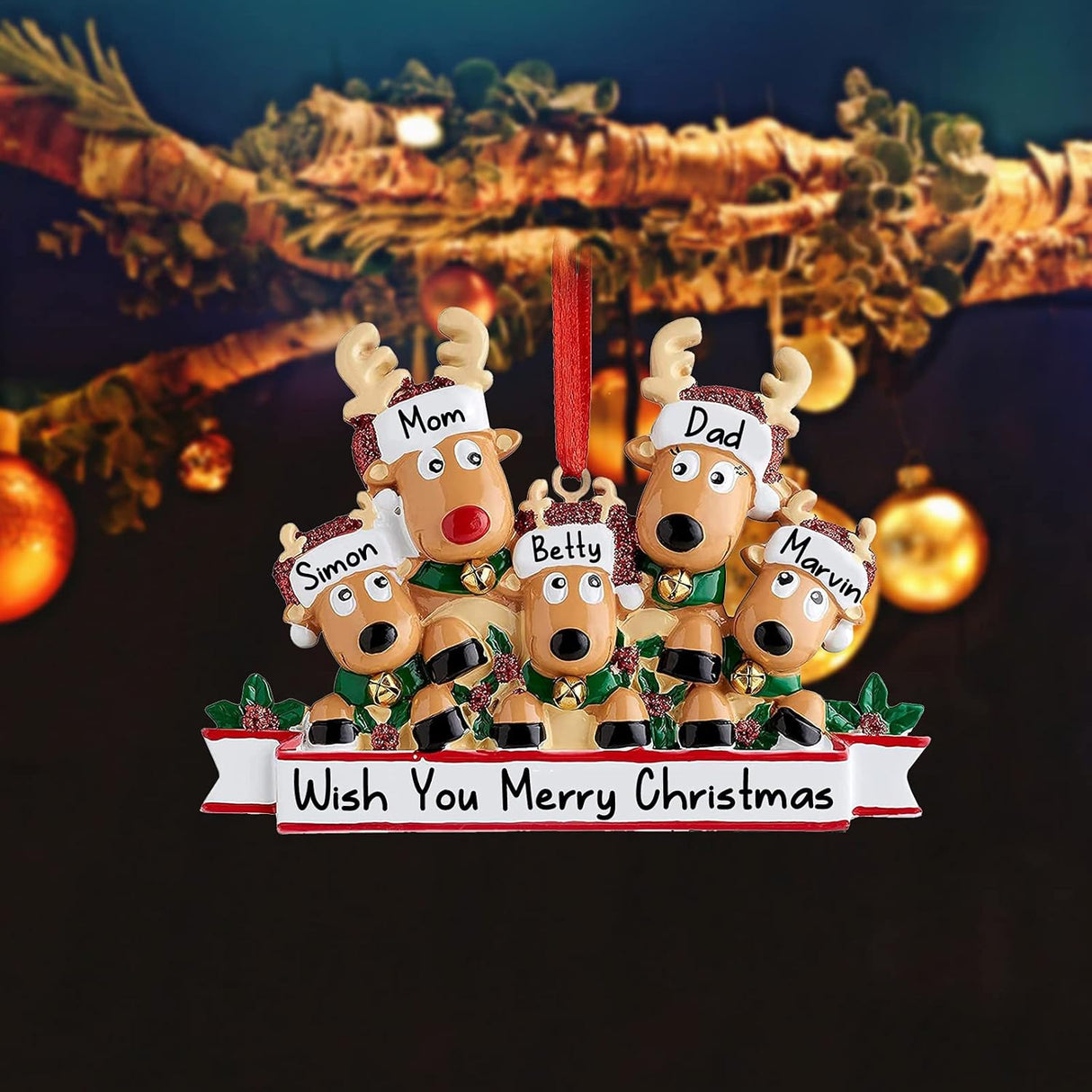 Adorno Navideño Personalizado Renos, Familiar de 3, 2024