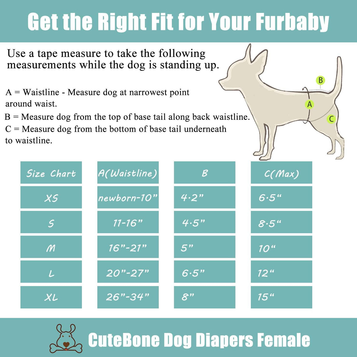 CuteBone - Pañales para perras  talla M, D14M