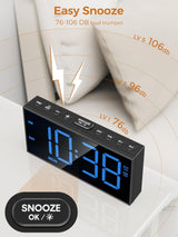 Reloj Despertador Digital para Dormir Profundo, 2 Alarmas, USB