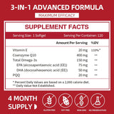 CoQ10 400mg con PQQ y Omega 3, 120 cápsulas