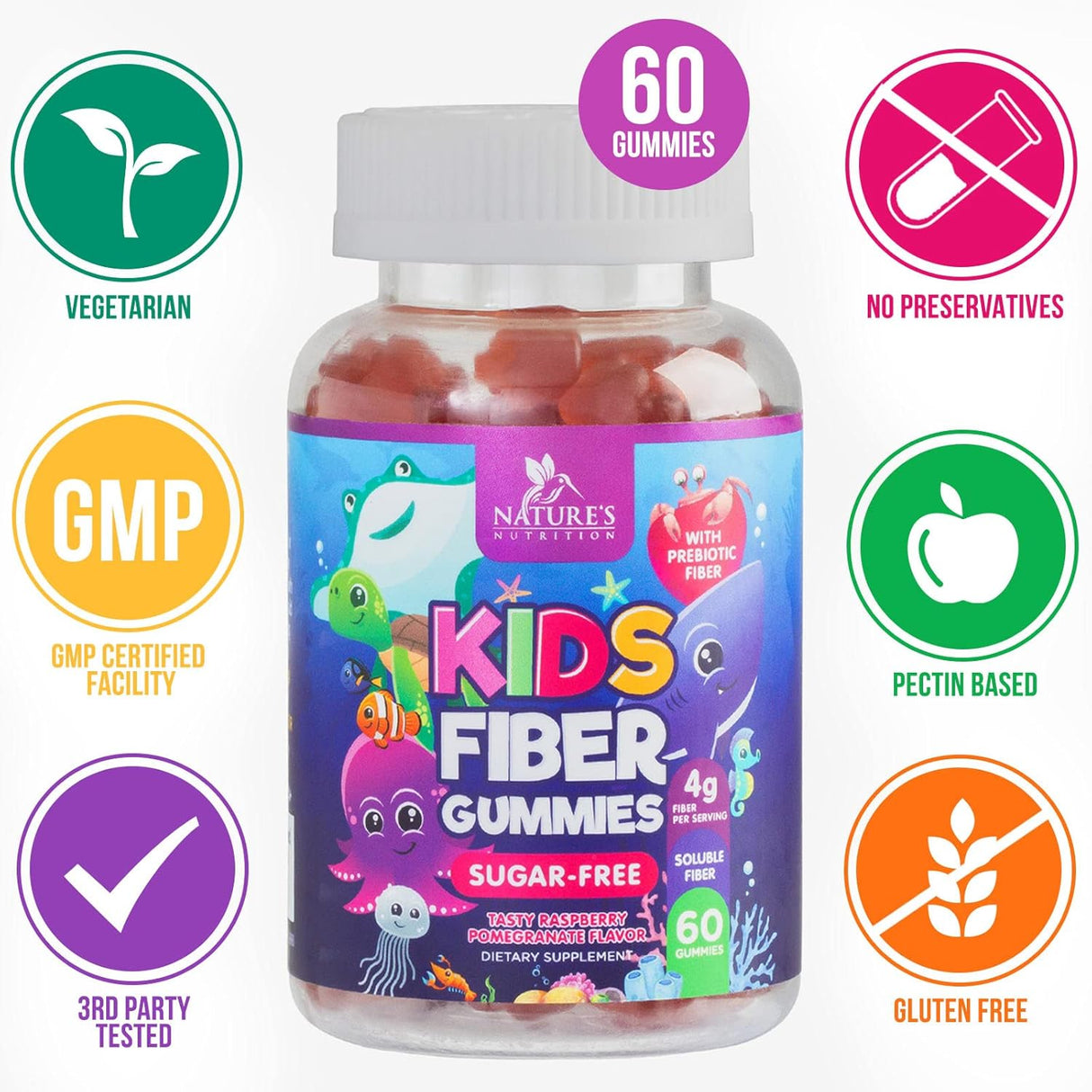 Suplemento de ositos de fibra para niños Nature's Nutrition