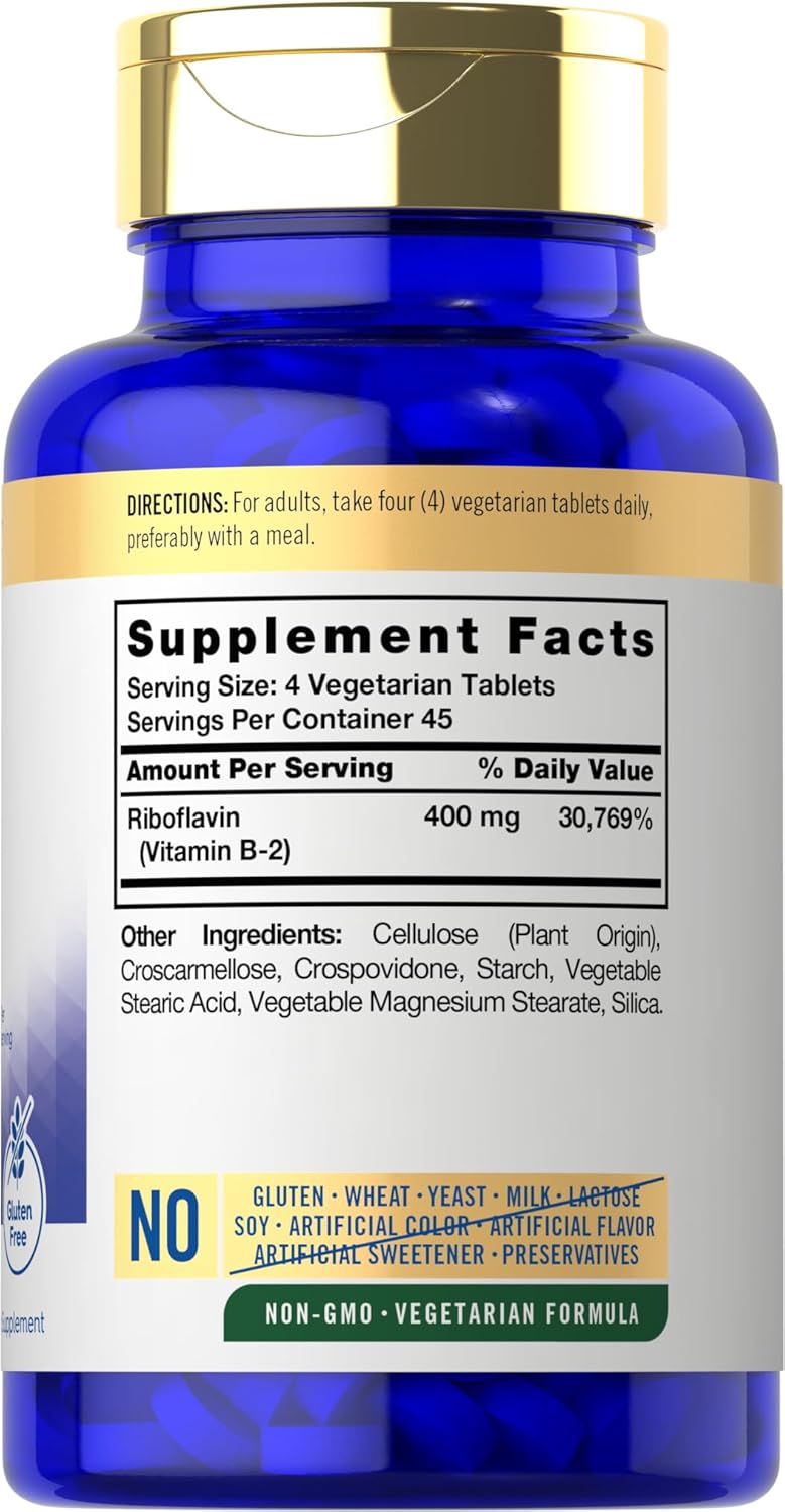 Suplemento  Vitamina B2 400mg  180 Tabletas  Vegetariano