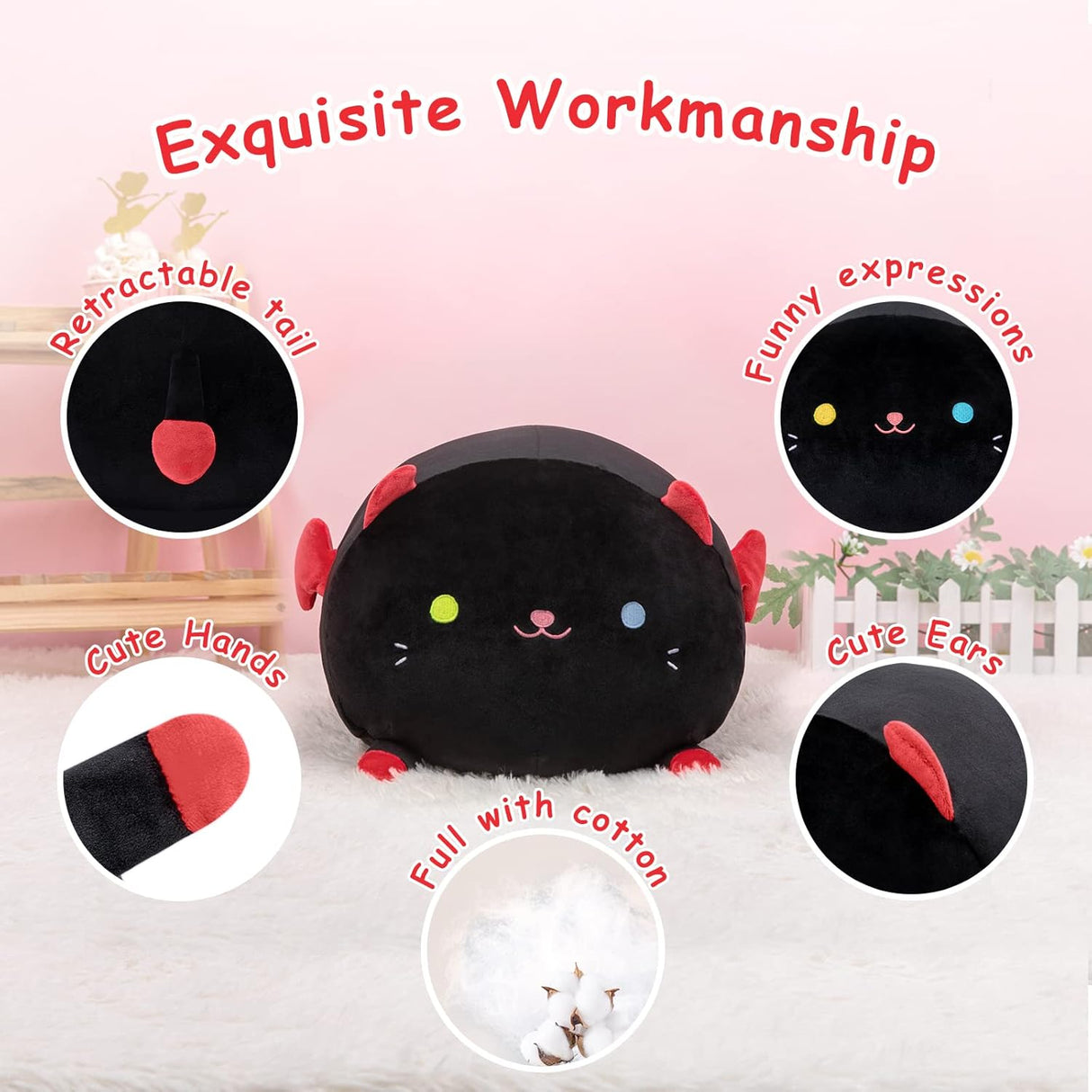 Peluche de gato negro de 16 pulgadas felpa suave