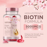Vitaminas para Pelo, Piel y Uñas - 5000mcg Biotina, 120 Softgels