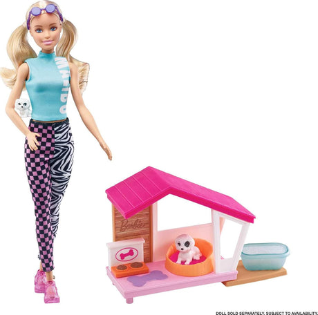 Mini set Barbie con 2 cachorros, casa y accesorios para mascotas