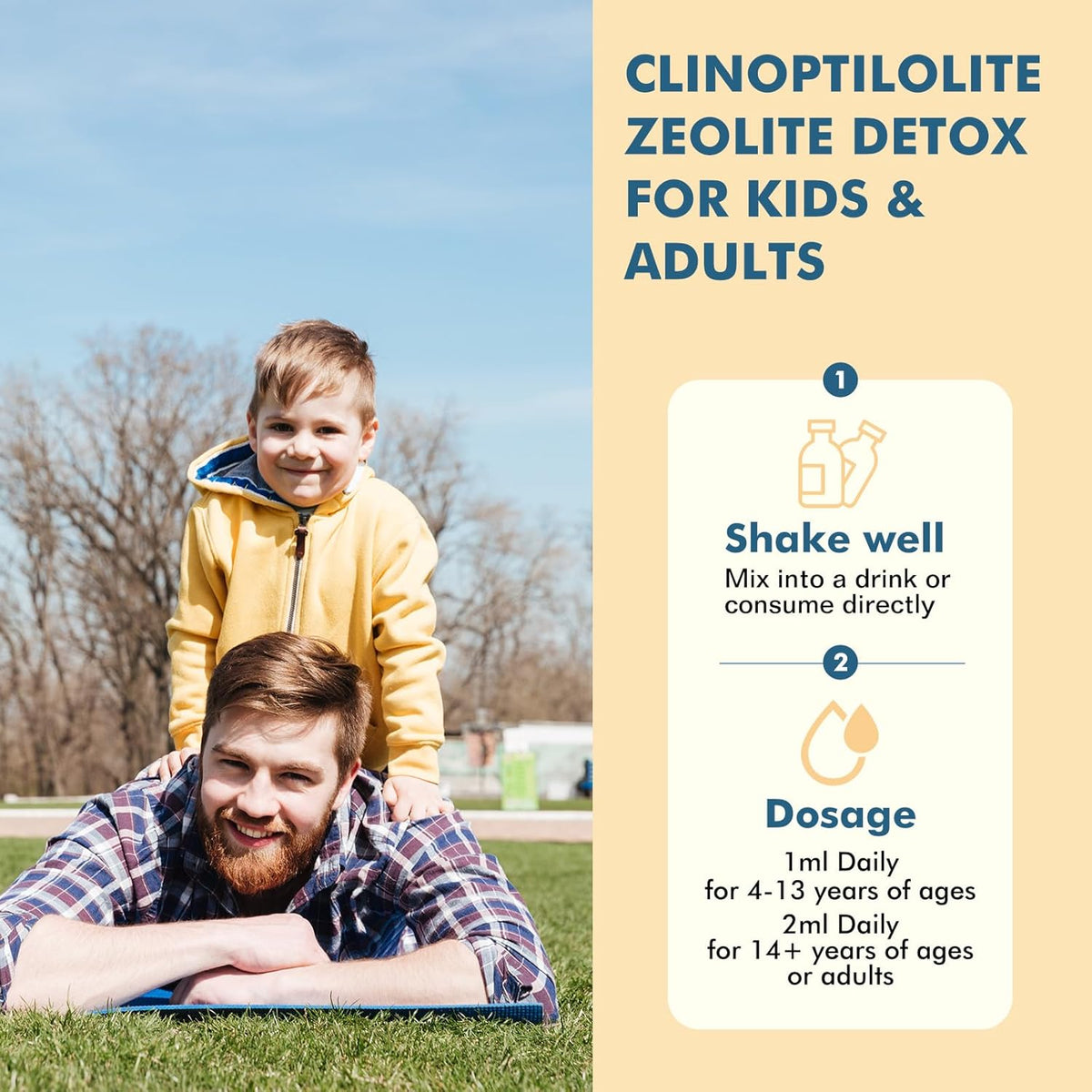 Zeolita Detox Líquido Kids & Adults con Chlorella, B12, Zinc 2oz