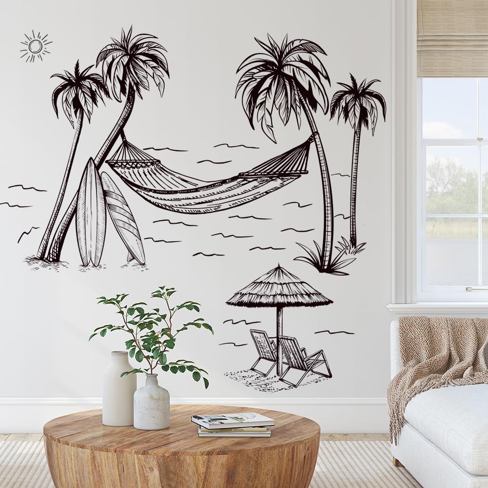Vinilos Decorativos Palma Negra, Tropical, Mural de Hammock