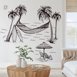 Vinilos Decorativos Palma Negra, Tropical, Mural de Hammock