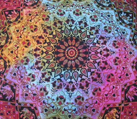 ICC Large Square Floor Pillow Cover Hippie Ottoman Pouf Cover Daybed Cotton Mandala Cushion Cover with Heavy Duty Zipper Seating Ottoman Poufs Dog-Pets Bed (Multi Star, 35&#34; Square)