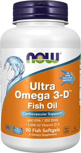 NOW Omega 3-D™ Suplemento de Omega-3 con Vitamina D-3, 90 Softgels