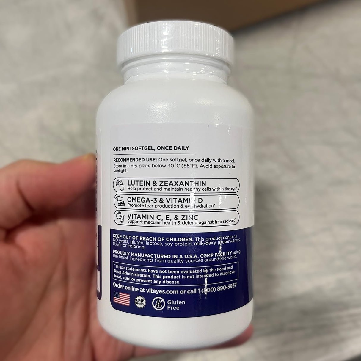 Viteyes Adulto 50+ para la vista, Luteína, Omega-3, 90 Cápsulas