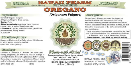 Extracto Líquido de Orégano Orgánico Sin Alcohol, Suplemento Natural