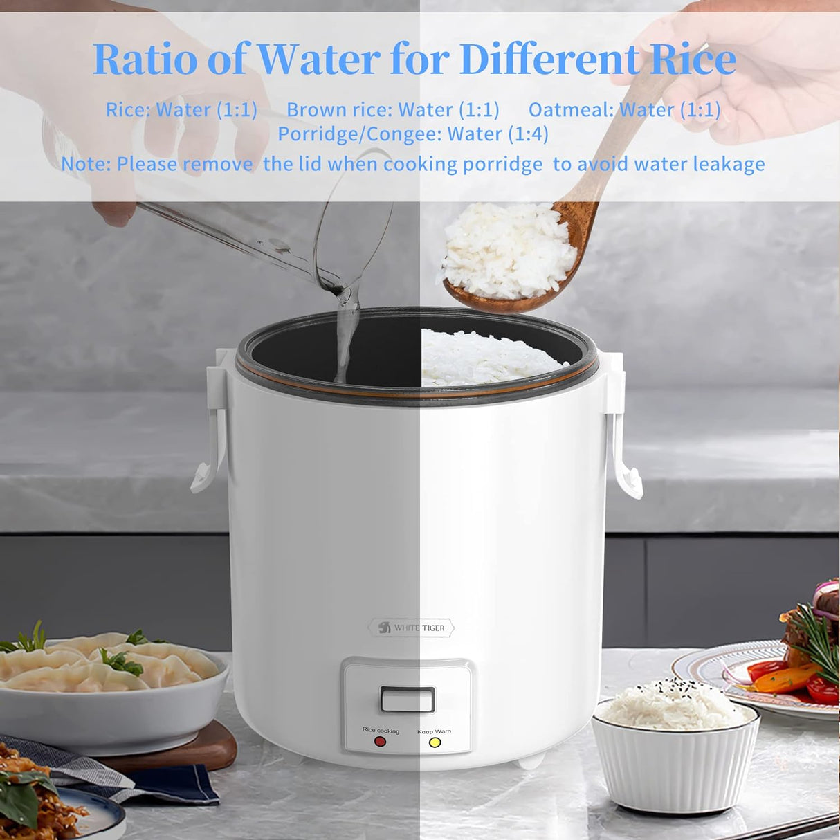 Olla Arrocera 1.0L WHITE TIGER, Rápido, 1-2 Personas, Modelo Mini