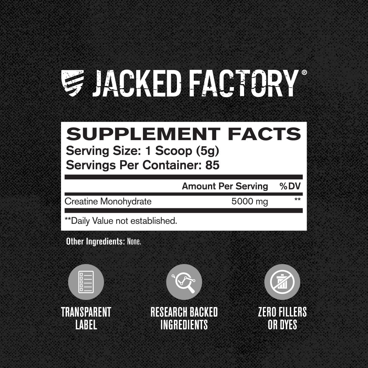 Creatina Monohidratada 425g Jacked Factory - Energía y Fuerza