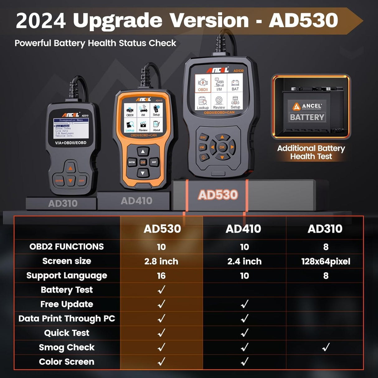 Escáner de diagnóstico OBD2 para automóvil AD530 ANCEL