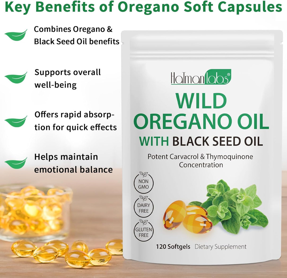 Aceite de Oregano en Softgels, 2 packs, 120 cápsulas