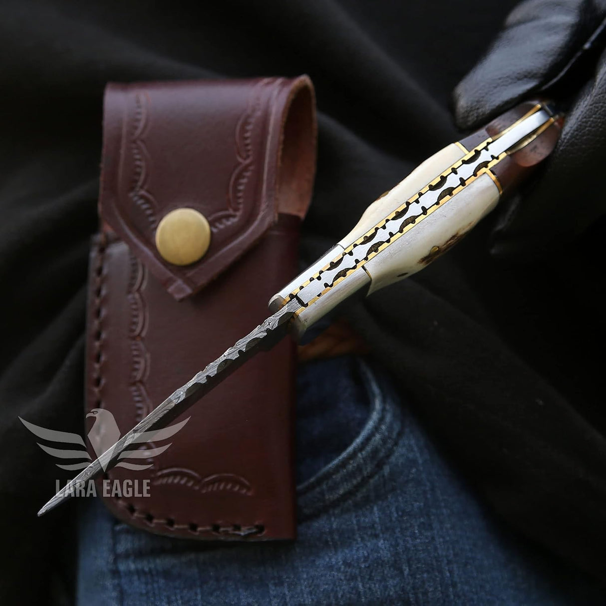 Cuchillo de bolsillo de caza plegables hechos a mano acero