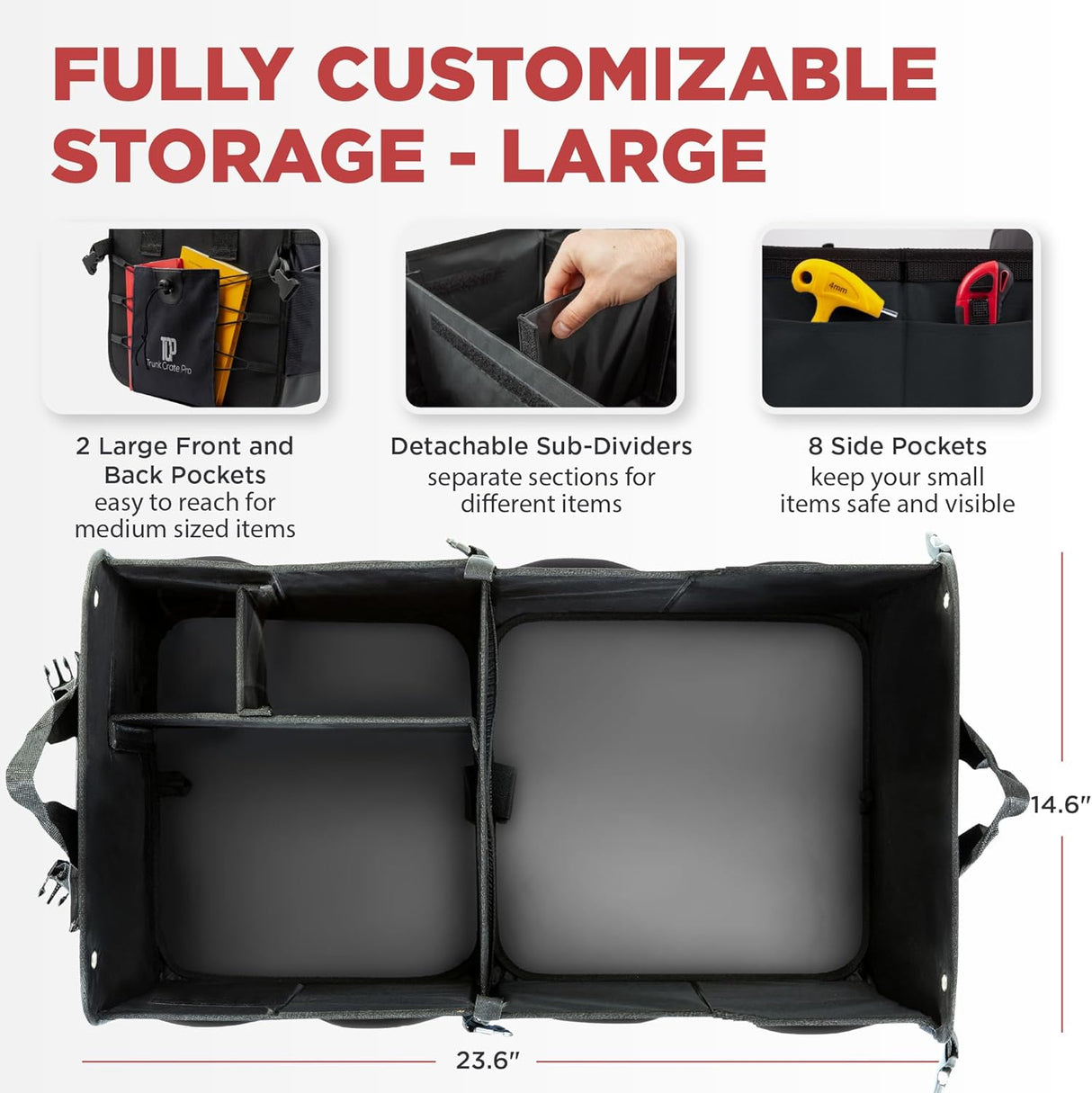 Organizador de Maletero Ajustable con Compartimentos Múltiples