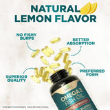 Suplemento de Omega 3 Fish Oil, 2400 mg, 60 cápsulas