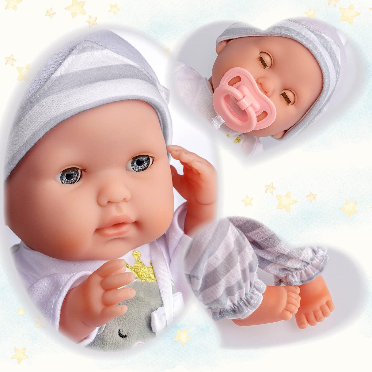Muñeca suave de 15 JC Toys con ojos abiertos/cerrados, 30036