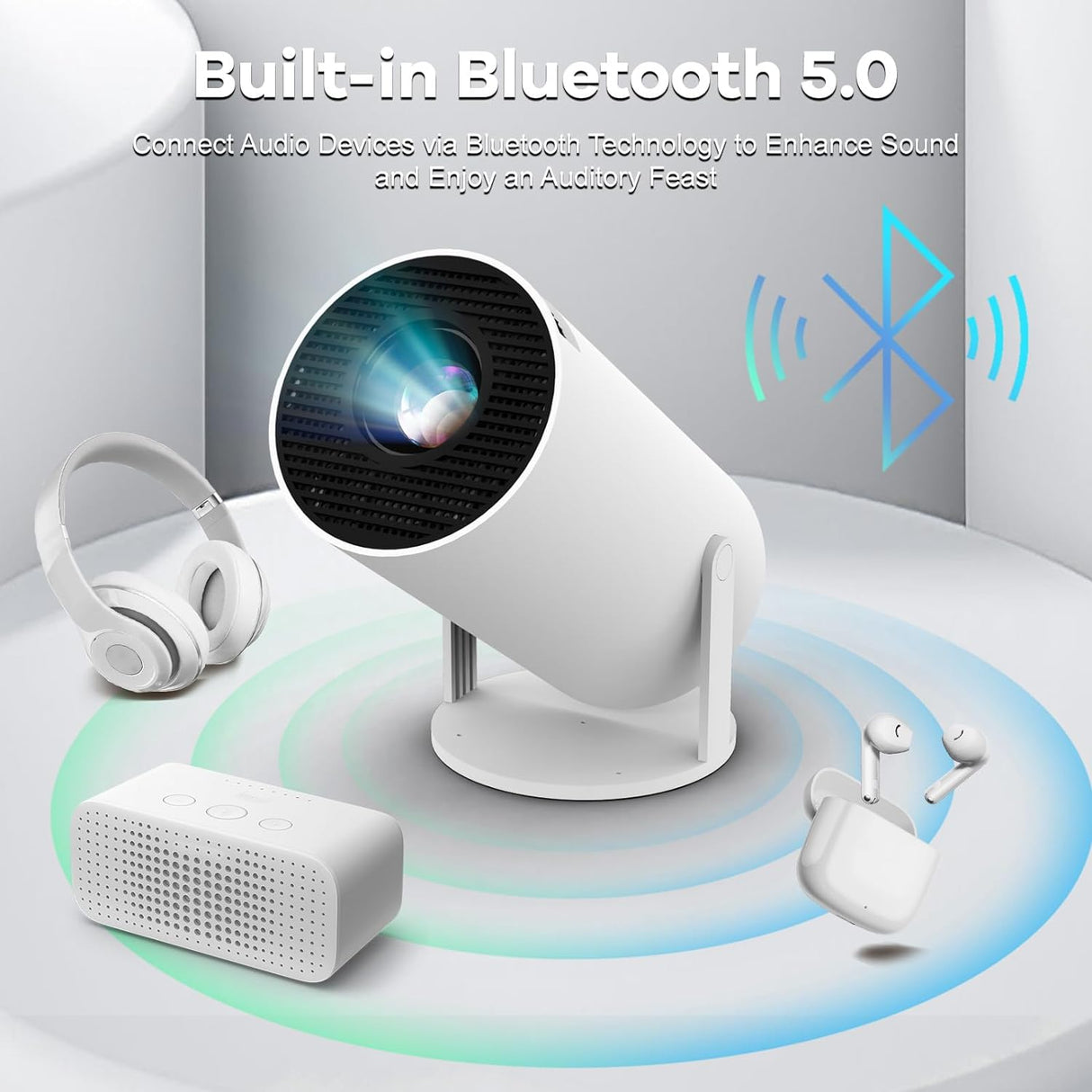 Proyector portátil 4K WIFI 6 Bluetooth, rotación 180°, auto keystone