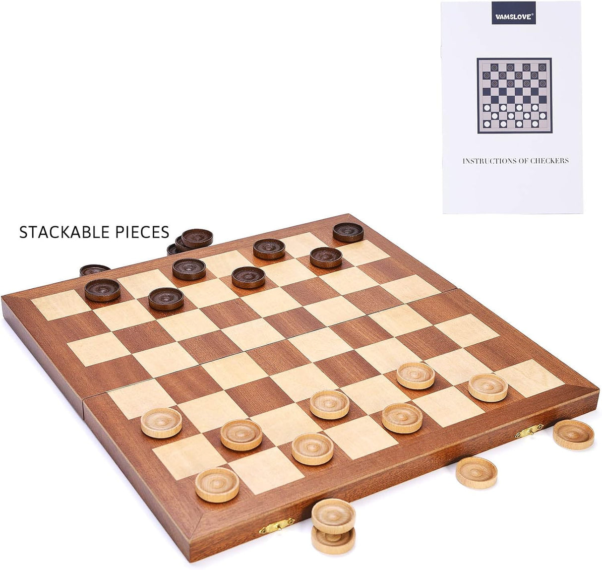 Juego de Damas VAMSLOVE 14 Plegable con Almacenaje, 8x8