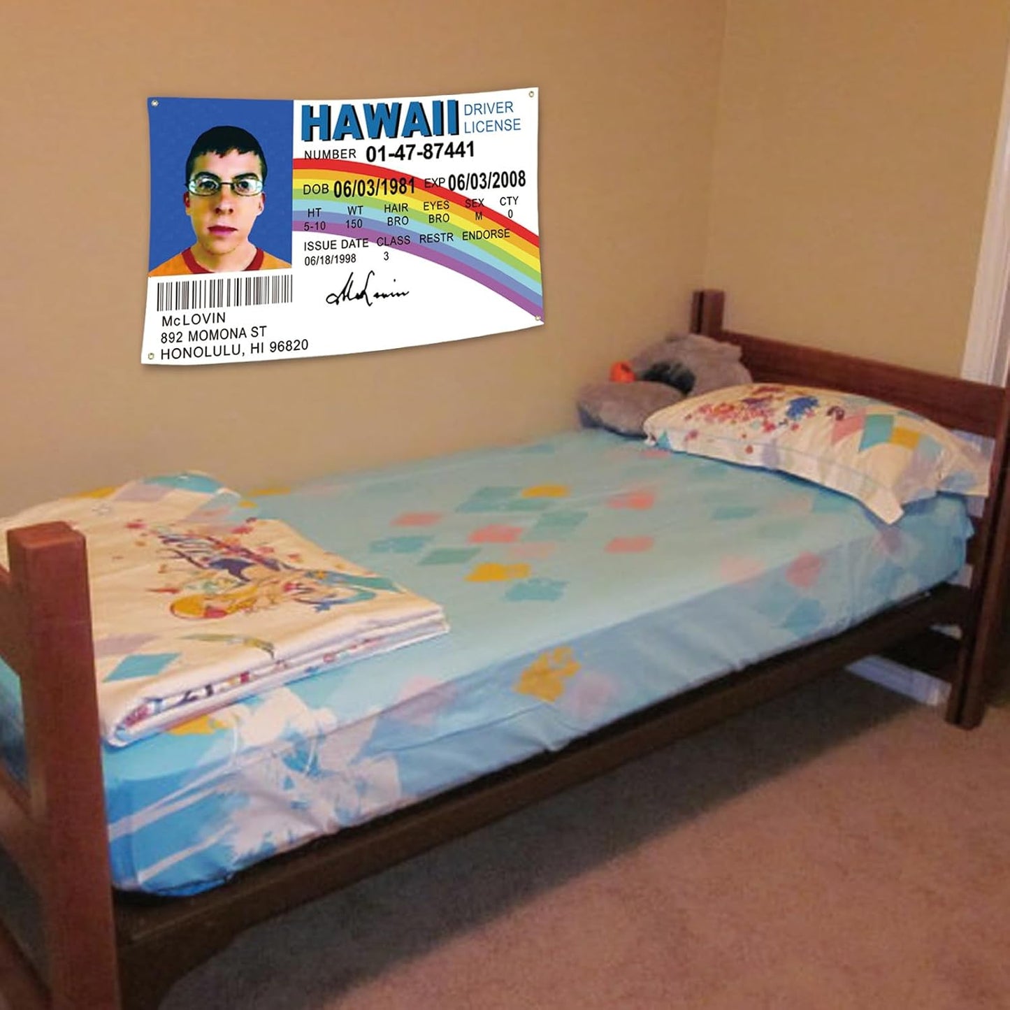 Bandera Divertida para Decoración de Habitación Modelo Mclovin