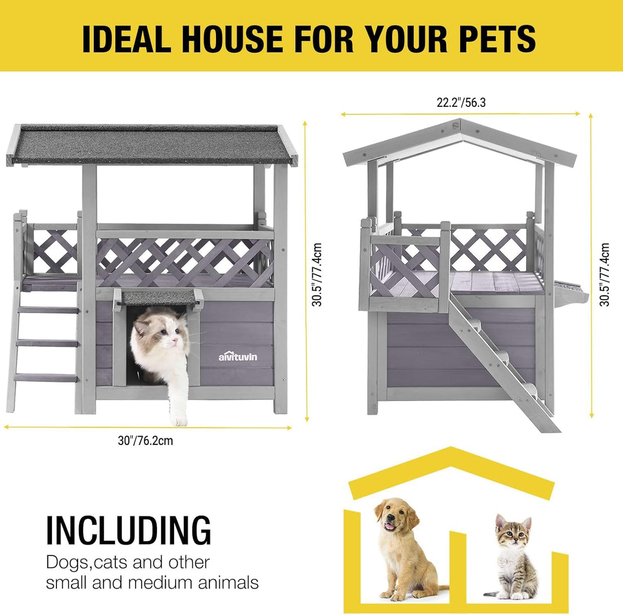Casa para Gatos Aivituvin, Aislada y Resistente al Clima
