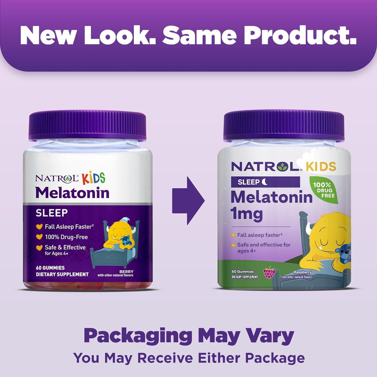 Natrol Gomitas Sleep Aid para niños, 1 mg  de 4 años, 60 und