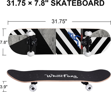Patineta Completa 31 x 7.88, 7 Capas de Arce, Doble Kick