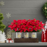 Flores Artificiales de Poinsettia, Decoración LED, Modelo 2023
