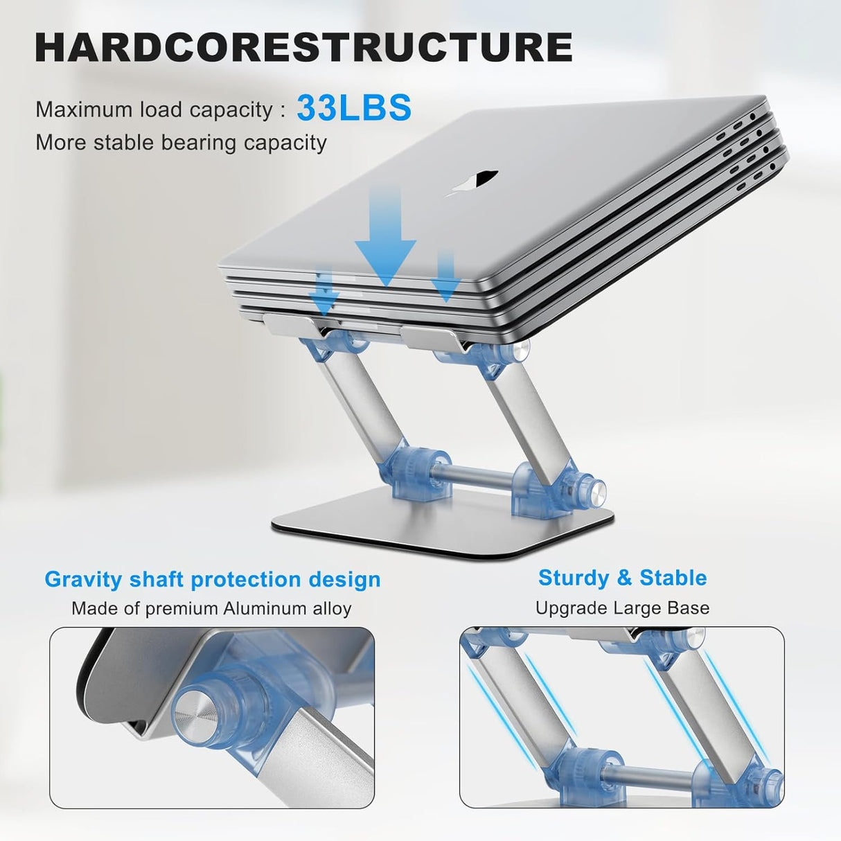 Soporte ergonómico ajustable para laptop, aluminio, plegable