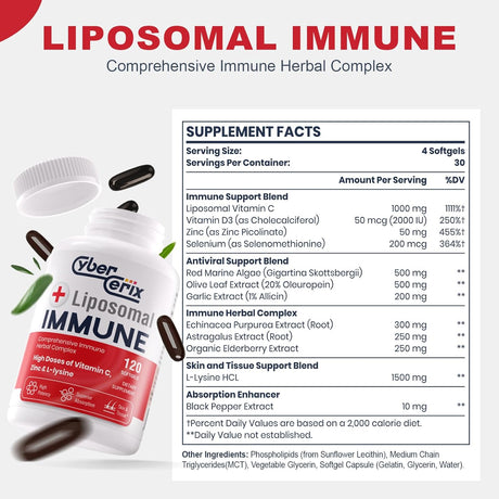 Suplemento Inmunológico Avanzado, 1500mg L-Lisina, 120 Cápsulas