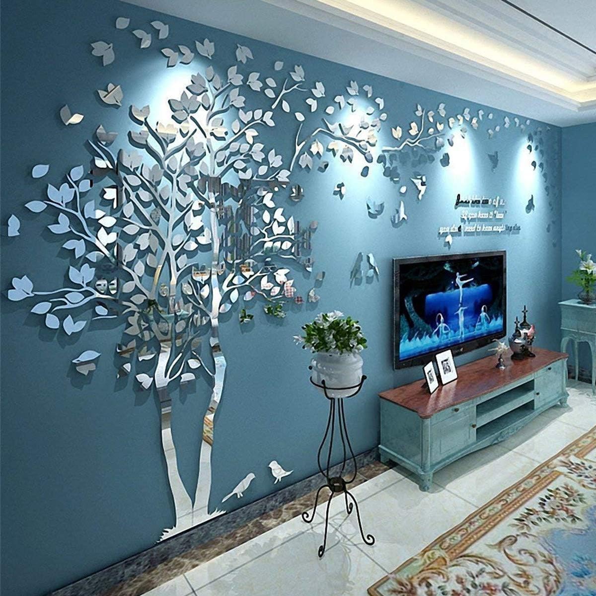 Vinilos 3D de Árbol y Aves - Decoración para Pared M-98X51in