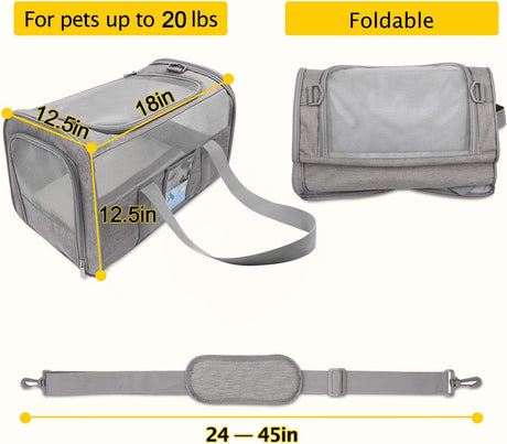 Transportín Refrze para Gatos Grandes y Perros Pequeños 20 lbs