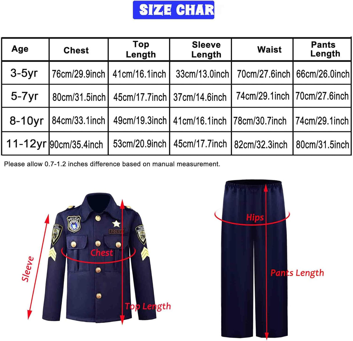 Disfraz de Policía Infantil - Uniforme con Accesorios, Modelo 2023
