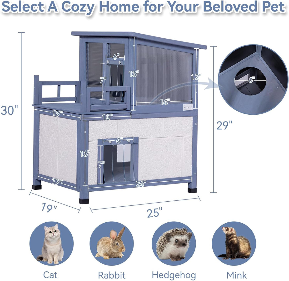 Casa de gato duradera para exteriores resistente Petsfit