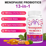 Suplemento de Menopausia, 120 Mil Millones CFU, Probióticos Naturales, 60 Cápsulas