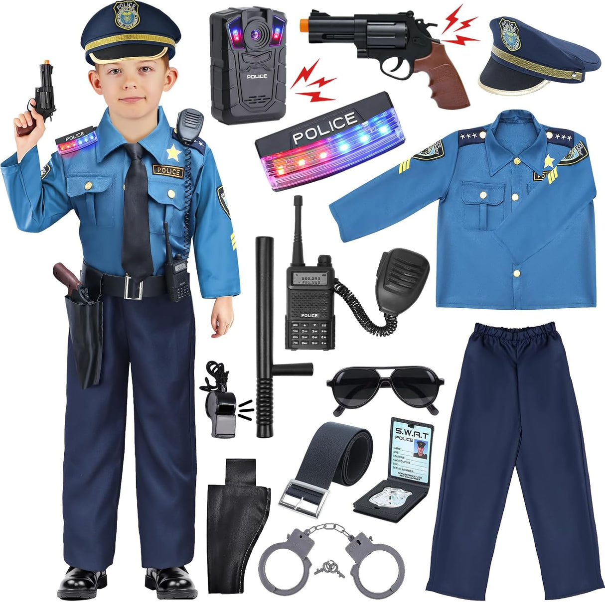 Disfraz de Policía G.C 15PCS para Niños con Accesorios Halloween