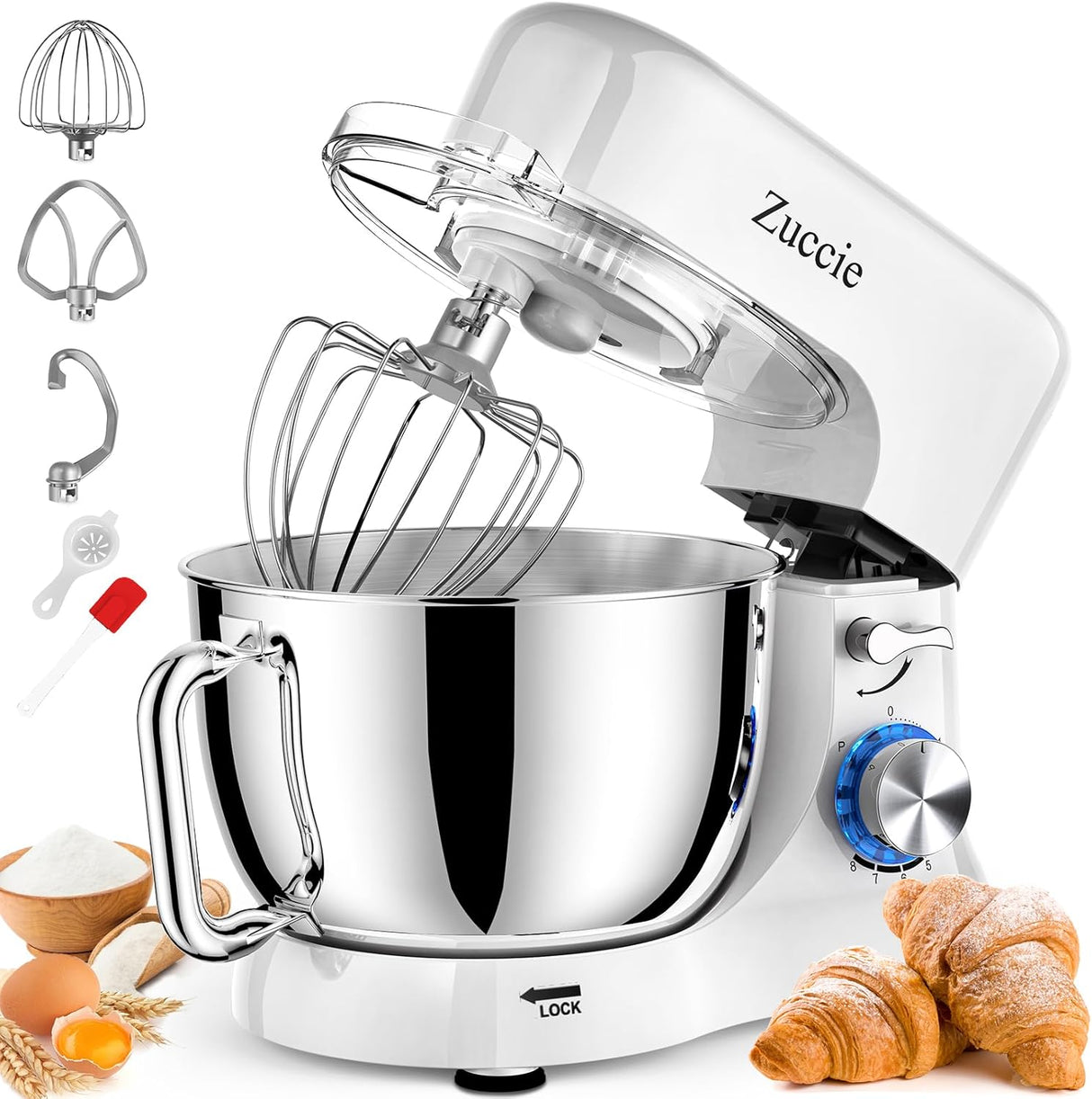 Batidora de pie, Zuccie 4.8QT, 380W, 8+P velocidades, modelo