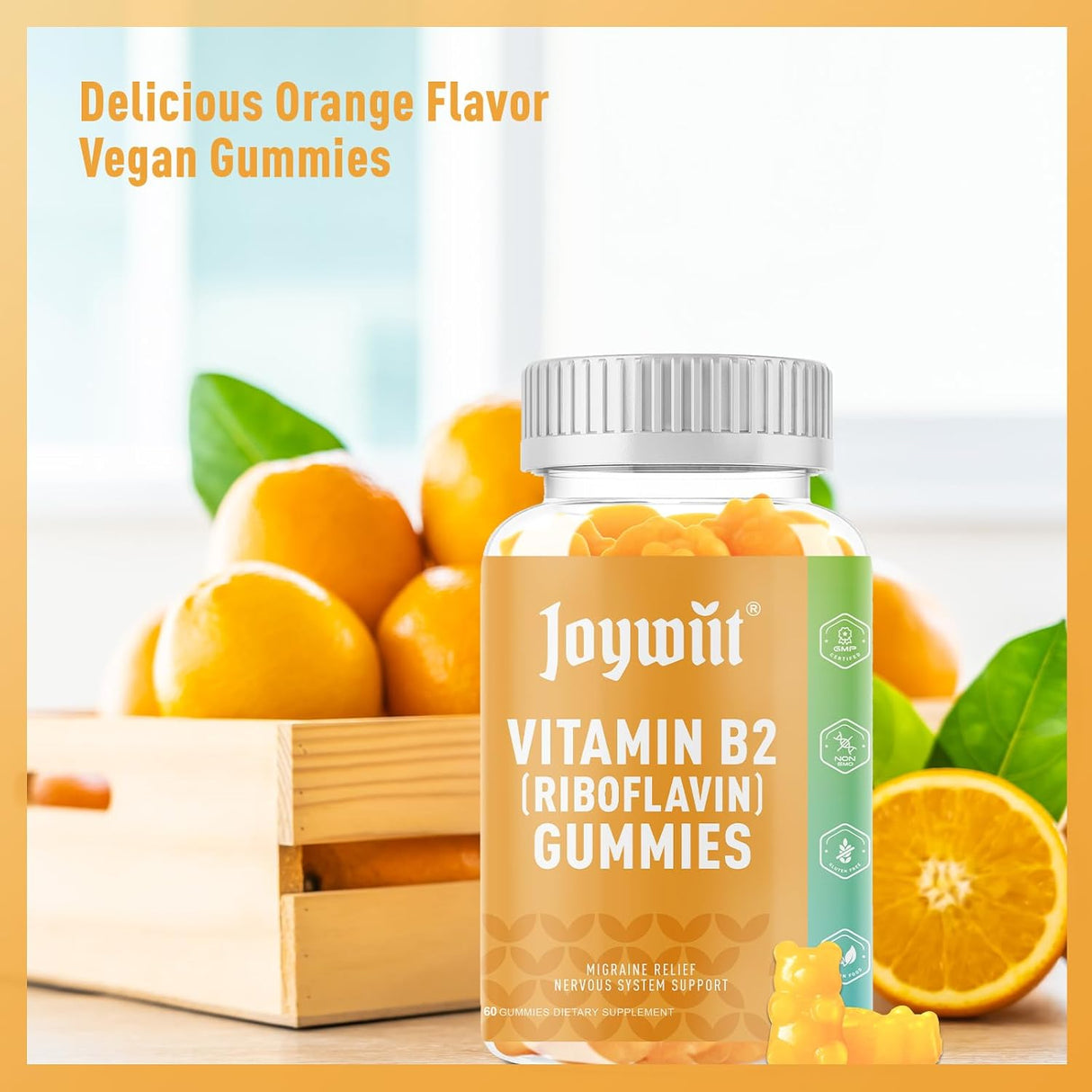 Suplemento Gomitas de vitamina B2 Riboflavina de 500 mg 60u