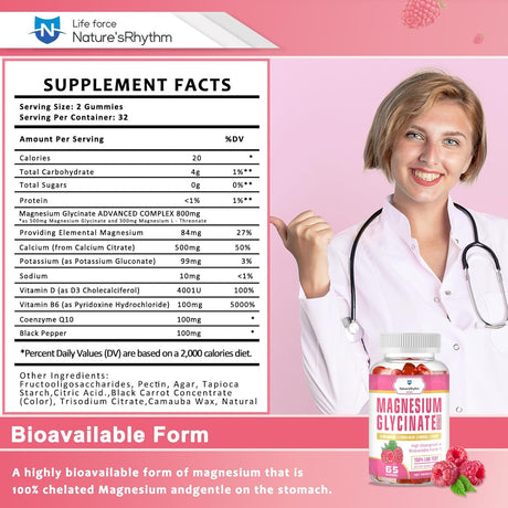 Nature’s Rhythm Gominolas de Magnesio 500mg, Relajación y Sueño