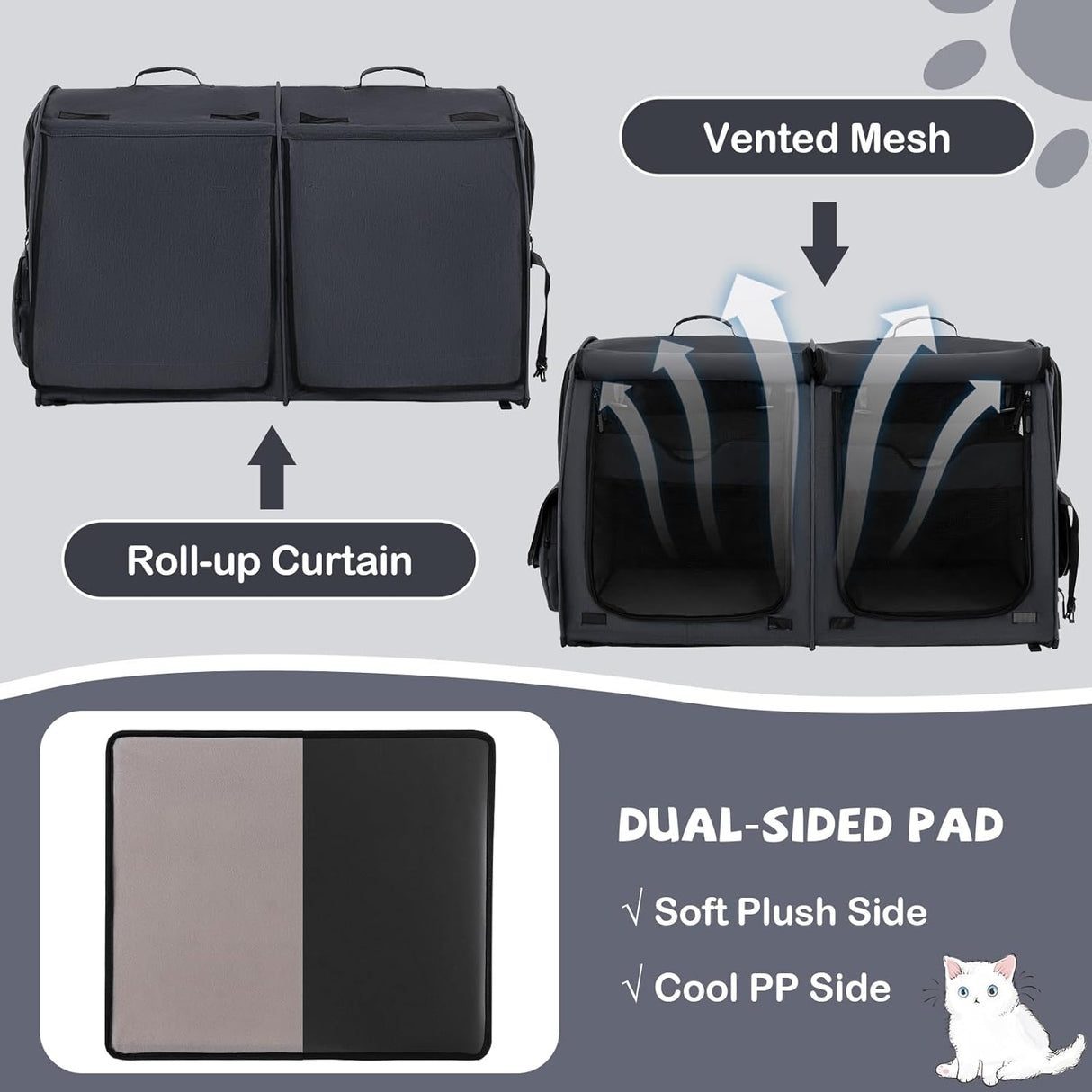 Transportín para gatos PETSITE, 40, con dos compartimentos